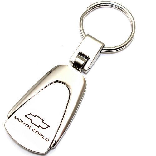 Genuine chevrolet monte carlo logo metal chrome tear drop key chain ring fob