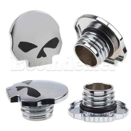 Aluminum skull gas fuel tank cover oil cap for harley dyna softail sportster xl