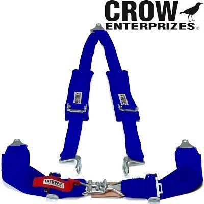 Crow enterprizes blue seat belt 3 inch lap 2 inch shoulders 3 point with pads
