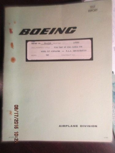 Original 1963 boeing 727 factory faa cowl panel fire test report documents