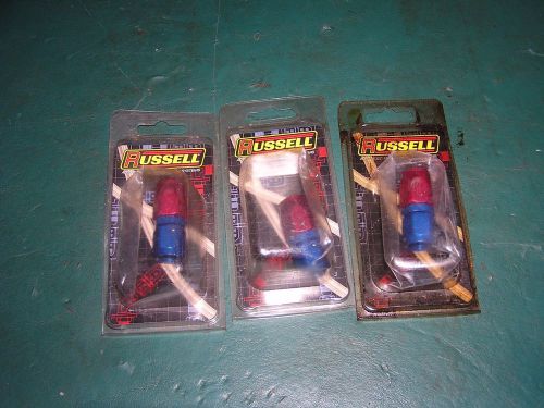 3 new russell 6 straight  red/blue hose end 610020 striaght full flow