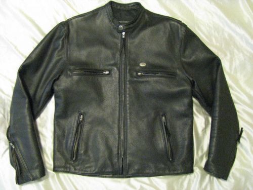 Harley davidson leather jacket h-d cafe racer sport basic rider usa made mens m