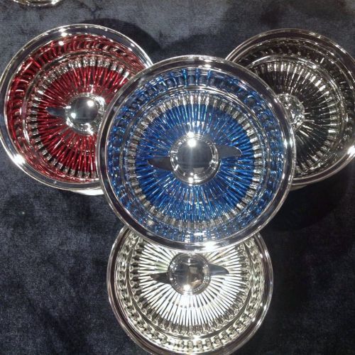 Wire wheels 13x7 rev 100 color spoke rest  chrome adapters &amp; knock off included