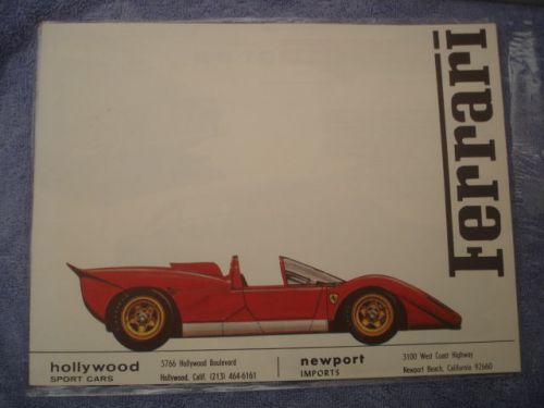 Ferrari hollywood sports cars dealer sales brochure pamphlet dino 246 365 512