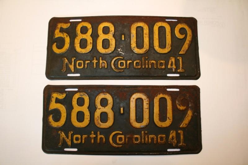 Buy 1941 North Carolina License Plate Set (NC) in Charlotte, North