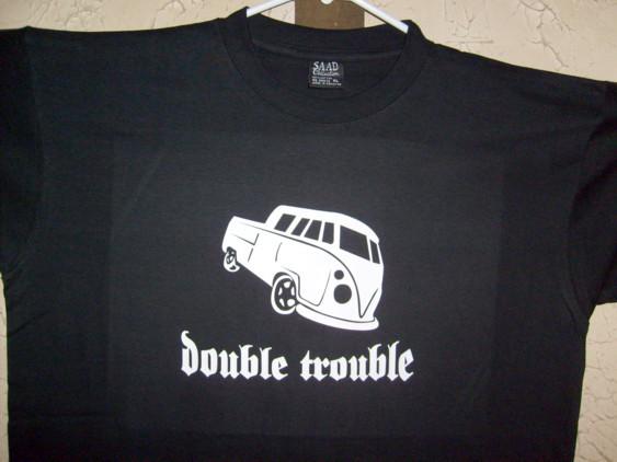 Vw double cab bus "double trouble" cool retro t-shirt