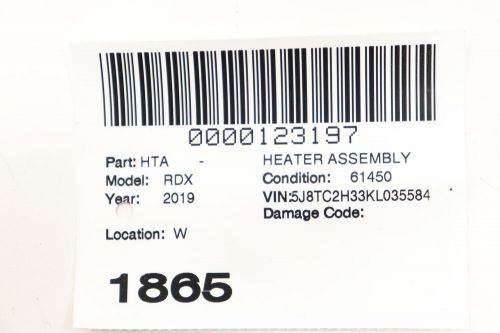 2019 ACURA RDX Heater Assembly 79106tjba42 79108tjba41, US $624.72, image 10