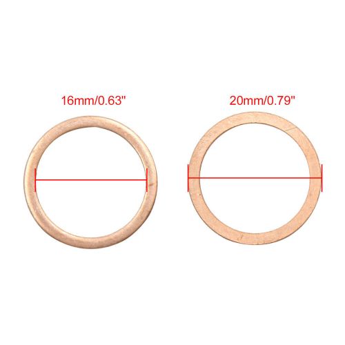 30pcs 16mm Interior Diameter Copper Washers Flat Car Seals Rings-, US $, image 2