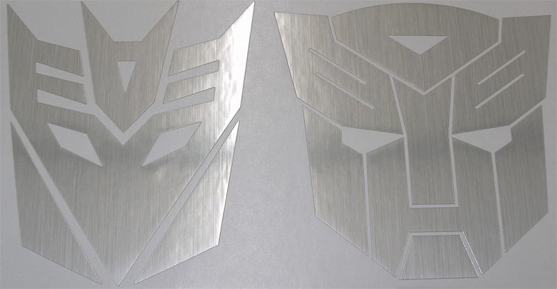 2 sticker brushed alumin transformer autobot logo decal car window gift prezent 