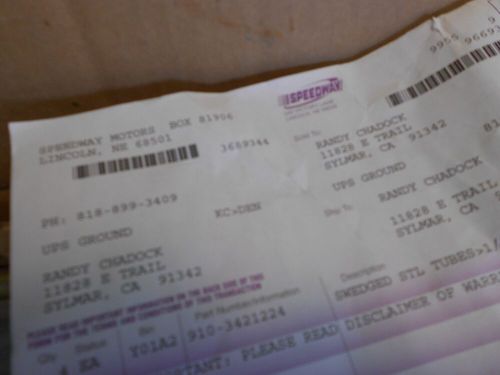 8 speedway motors swedge tubes, 20" &amp; 24", new &amp; used