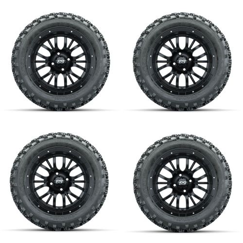 Golf cart gtw 14" diesel matte black wheel | 23x10-14 rogue at tire | 4 set