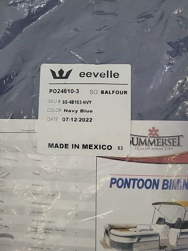 Summerset Pontoon Bimini Top Boat Cover 4 Bow Navy Blue, US $68.99, image 2