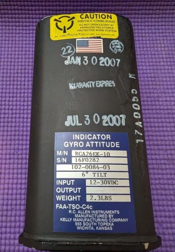 Rc allen 26ek-10 gyro electric multi-volt attitude indicator 6° tilt 102-0084-03