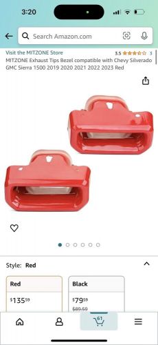 *Flawed* Red Exhaust Bezels Chevy Silverado GMC Sierra 1500 2019 - 2023 Pair(2), US $55.00, image 3