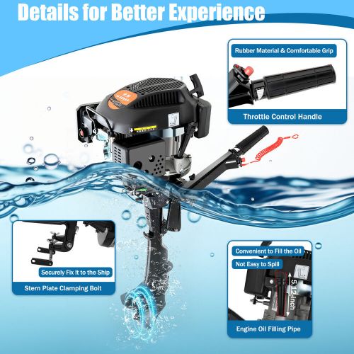HANGKAI 6HP 4 Stroke Heavy Duty Outboard Motor Boat Engine TCI Air Cooled System, US $453.10, image 11