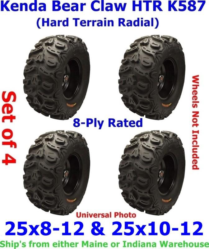 25x8-12 & 25x10-12 kenda bear claw htr k587 radial atv tires set of 4