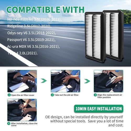 Epchunmi engine air filter for pilot ridgeline acura honda odyssey 17220-5j6-a10
