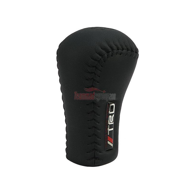 Jdm trd black leather red stitch 5sp manual shifter shift knob for toyota lexus