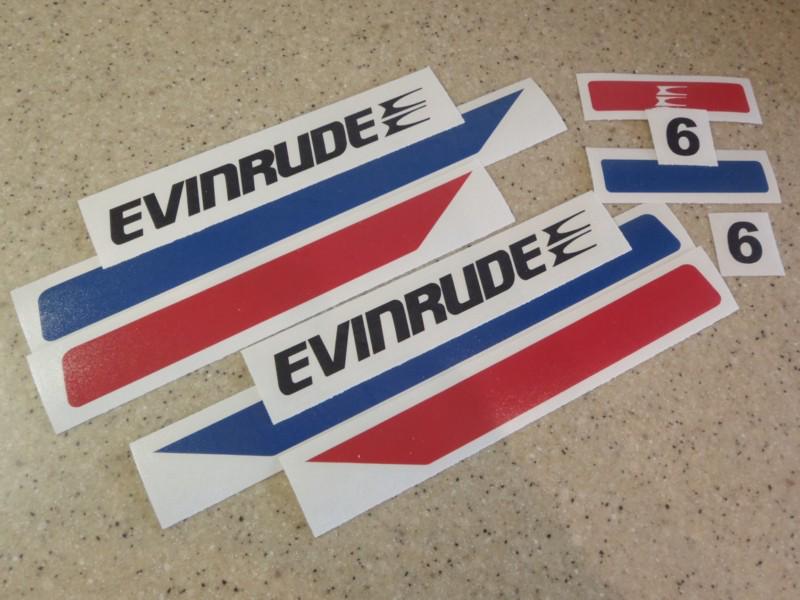 Evinrude vintage outboard 6 hp motor decal kit free ship + free fish decal!