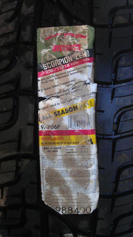 1-new pirelli scorpion zero 255/55/18 tire r18