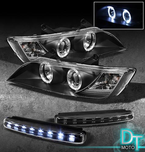 Led bumper running fog lamps+ 96-02 bmw z3 twin halo black projector head lights