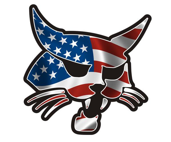 American bobcat decal 5"x4.9" flag usa old glory vinyl sticker (rh) zu1