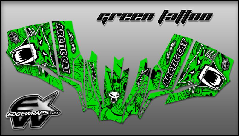 Arctic cat - sno pro 600 08-11   500 10-13 custom graphics - green tattoo