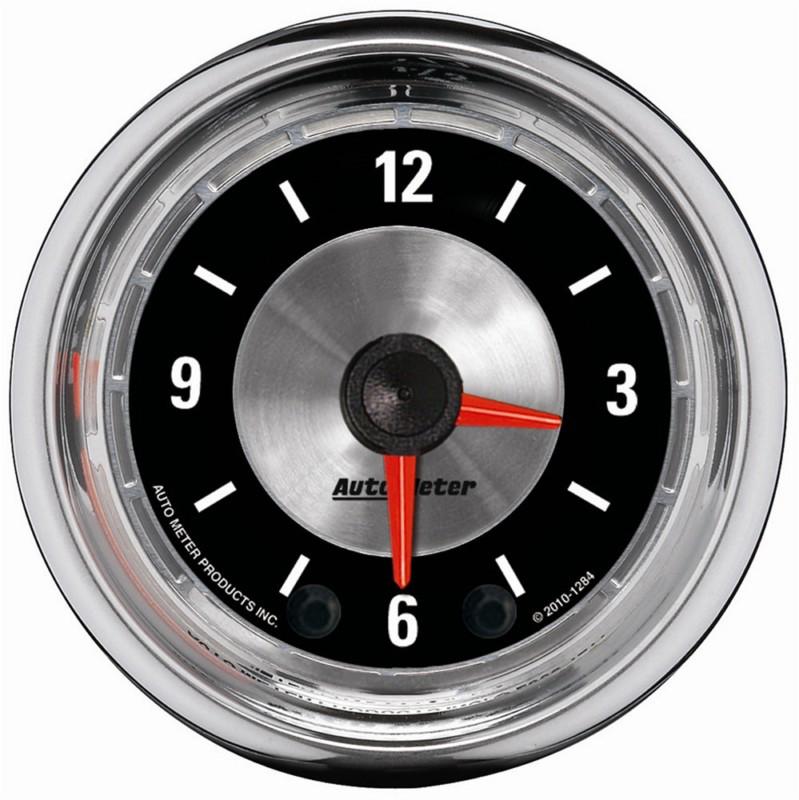 Clock auto meter 1284 american muscle 2 1/16" analog gauges -  atm1284