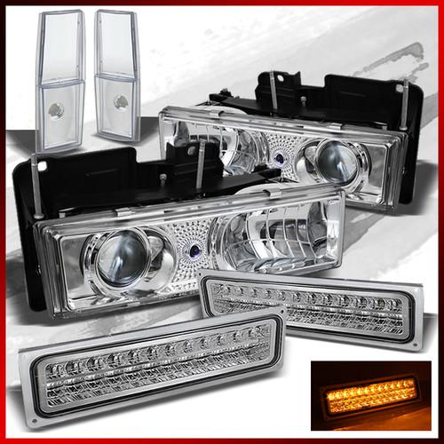 94-99 gmc c/k chrome projector headlights+turn signal+reflector+parking lights