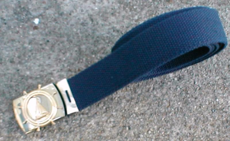Classic web belt w/ military buckle- brass wheel & sailboat $14.95 free freight