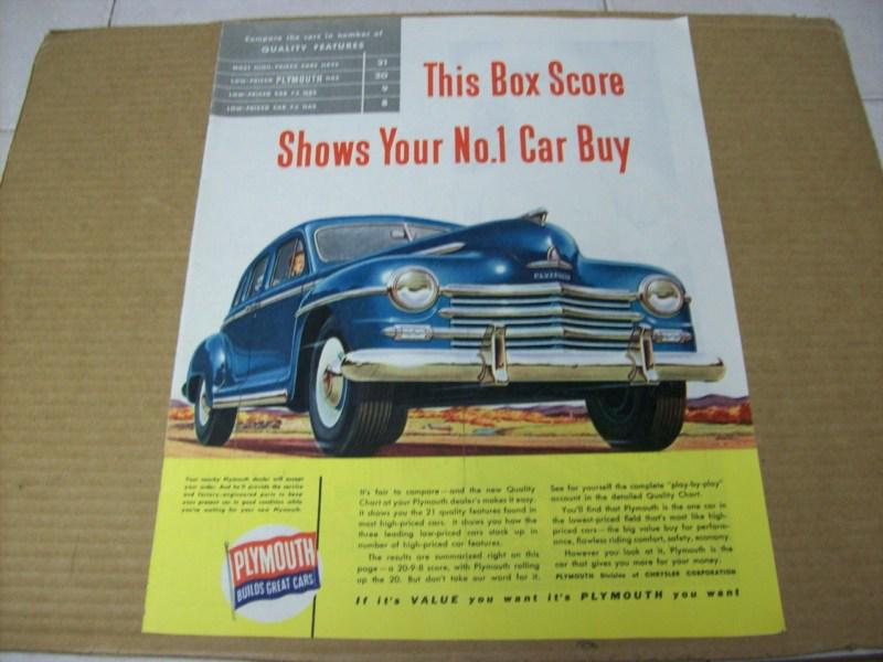1947 plymouth  4 dr. sedan  advertisement, vintage ad 