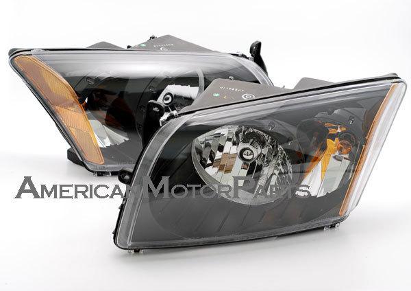 Depo pair euro style black housing headlights head lamps 07-08 dodge caliber