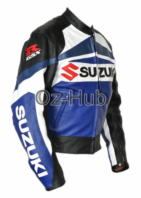 Suzuki motorbike motorcycle orignal leather jacket ce approved armor all sizes