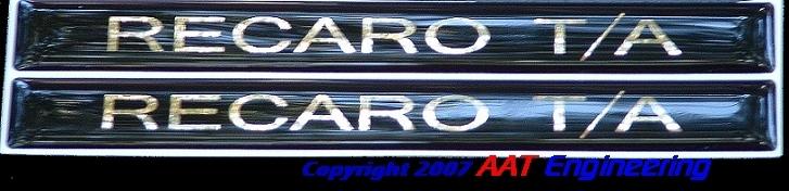 1982 - 92 black gold recaro t/a firebird trans am door handle inserts 3d decals