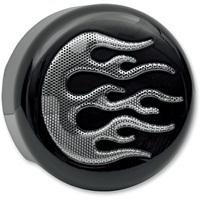 Black & chrome flames replacement horn cover for harley-davidson