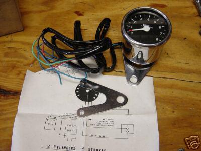 Mini electronic rpm tachometer w/black face (brand new) 2211-0057