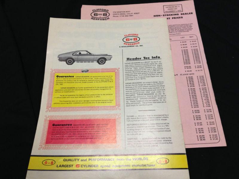 Find CLIFFORD RESEARCH 6=8 HEADERS & INTAKES FOR SIXES 1971 CATALOG in