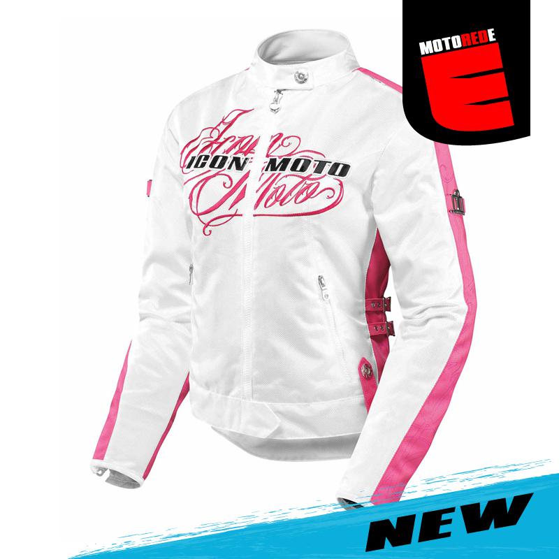 Icon hella street angel womens motorcycle textile jacket white pink medium med m