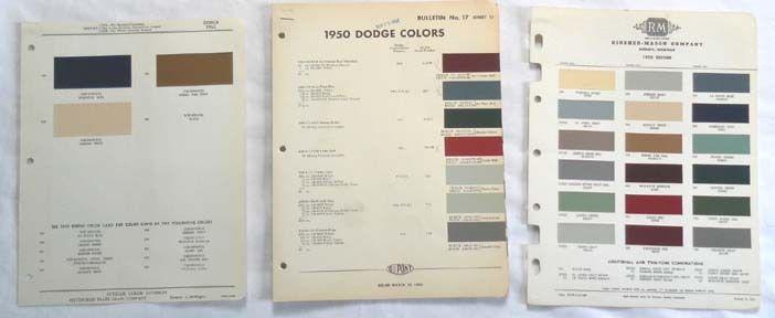1950 dodge r-m acme dupont  color paint chip charts  all models original mopar 