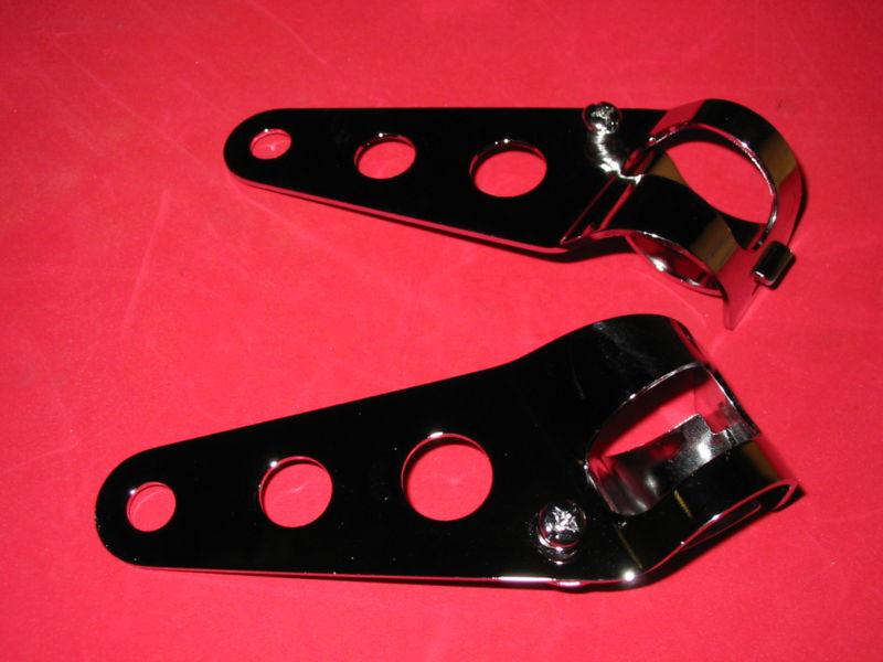 New chrome head light headlight brackets bobber rigid chopper custom cafe racer