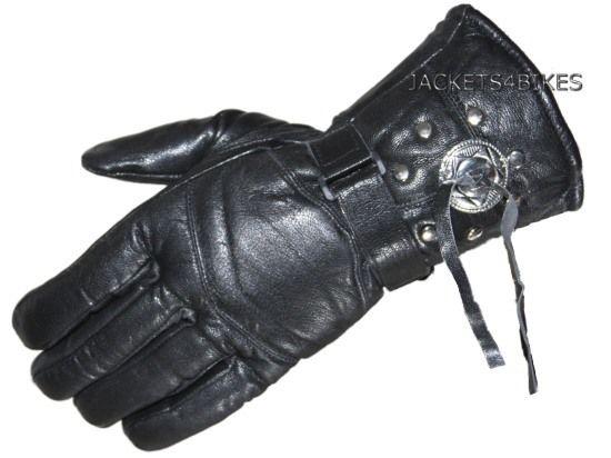 New biker concho guntlet leather rivets gloves black m