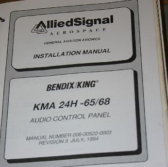 Bendix king kma24h-50/54 audio panel install/maintenance/overhaul manualkma-24