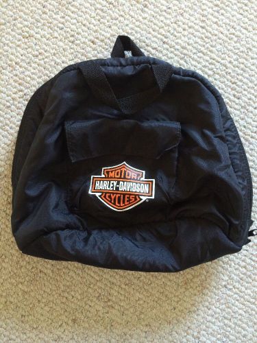 Harley-davidson motor cycles half moon duffel bag black 12" x 12" fur white line