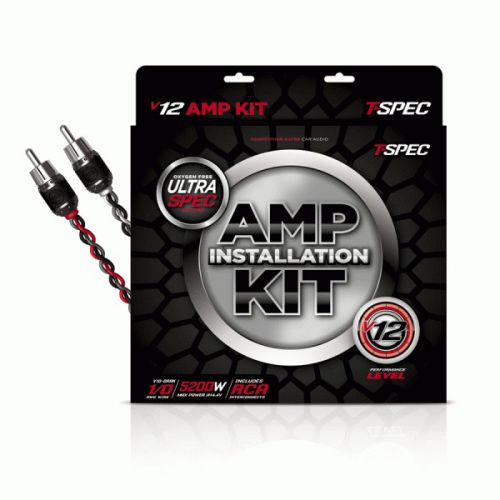 T-spec v12-0rak v12 series 1-0 awg amp installation kit with rca cable new