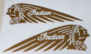 Indian motorcycle tank decal sticker gold scout custom made left &amp; right