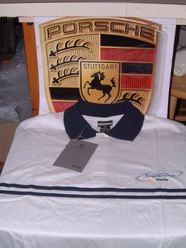 Porsche design men's nos 2004 supercup polo shirt in white. usa xxl = euro xxxl.