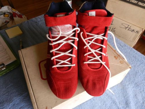 Simpson high top racing boots / red suede /  size 10 / white leather trim