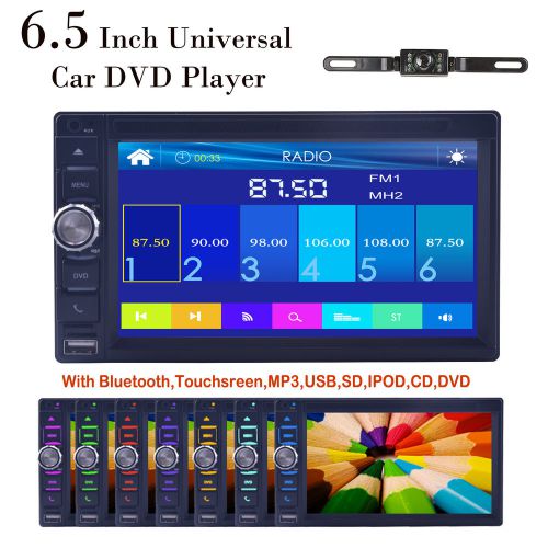 Free camera+mp3 6.5" double 2 din car stereo radio dvd cd player bluetooth rds r