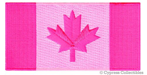Canada flag embroidered patch maple leaf canadian biker iron-on all pink version