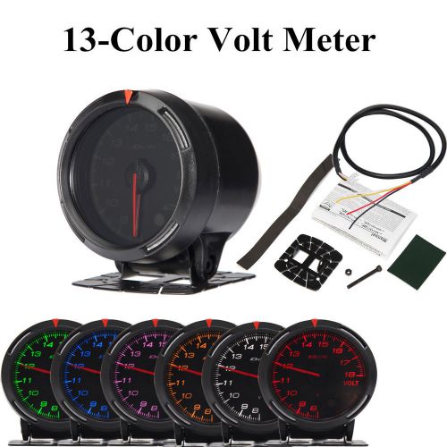 Find 60mm/2.36" 13 Colors Car Voltmete Voltage/Volt Meter Gauge LED